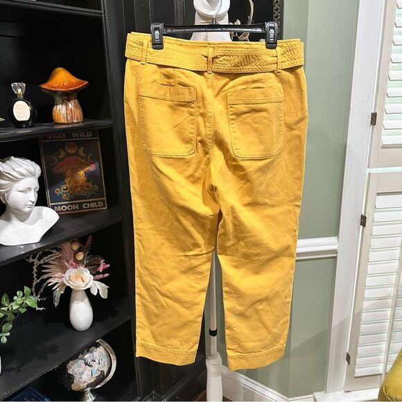 LOFT Mustard Yellow Belted Cropped Pants – Size 12 - Picture 5 of 8